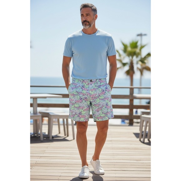 Vineyard Vines Other - Vineyard Vines Men Island Shorts Bonefish Fish Print Blue SZ 33 Pockets Tropical